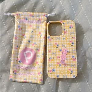 iPhone 14 Pro Max Loopy Case Yellow Floral Gingham Phone Case